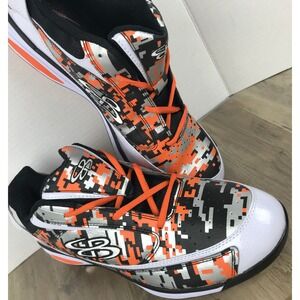 Boombah Mens Metal Baseball‎ Cleats Shoes ~ Digital Camo Black Orange ~ US 14
